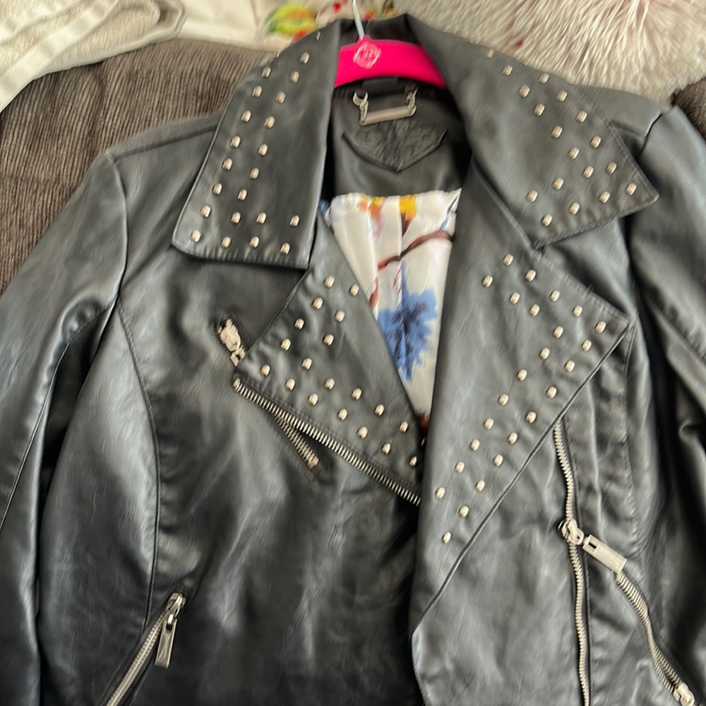Black studded leather jacket